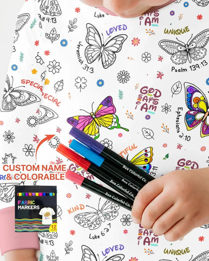 Colorable God Says I Am Butterfly Bamboo Two Piece Long Sleeve Pajama Set