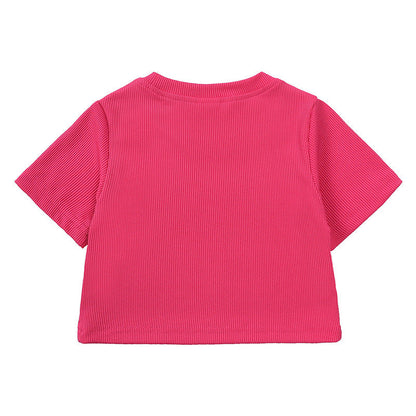 Girls' Short-sleeved Shirt Bell-bottom Pants Two-piece Set