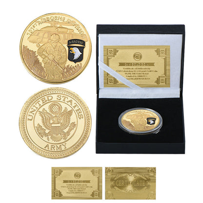 United States Screaming Army 101st Airborne Division Gold Plated Souvenir Coin