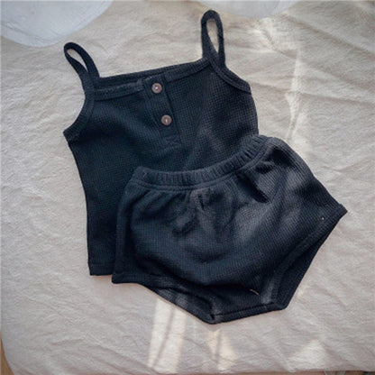 Baby Korean Summer Camisole Triangle Shorts Men And Women Baby Two-Piece Suit Ins