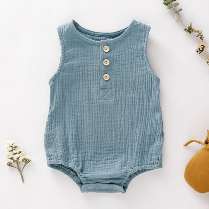 Ins Hot Style Boys And Girls Bubble Cotton Sleeveless Bag Fart Clothes 0-2 Years Old Baby