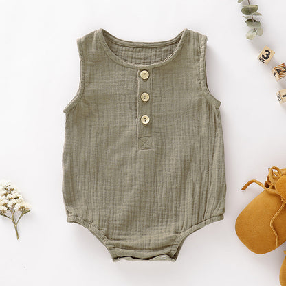 Ins Hot Style Boys And Girls Bubble Cotton Sleeveless Bag Fart Clothes 0-2 Years Old Baby