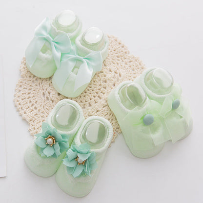 3 pairs of lace bow hole socks