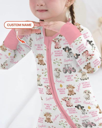 Custom Name God Says I Am Farm Animals Bamboo Convertible Zippy