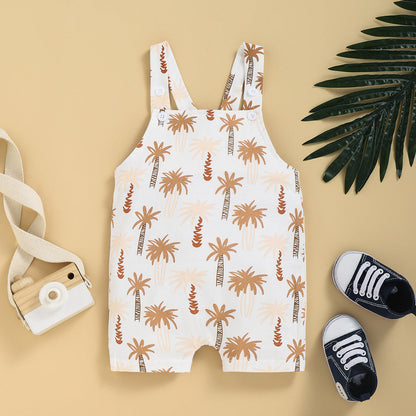 Children Straps Cropped Printed Fashion Suspender Pants