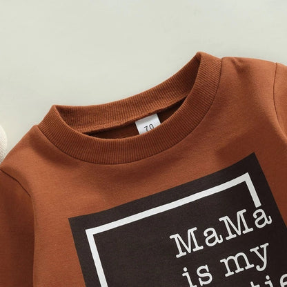 Letter Printed Round Neck Long-sleeved Sweater And Trousers Two-piece Set