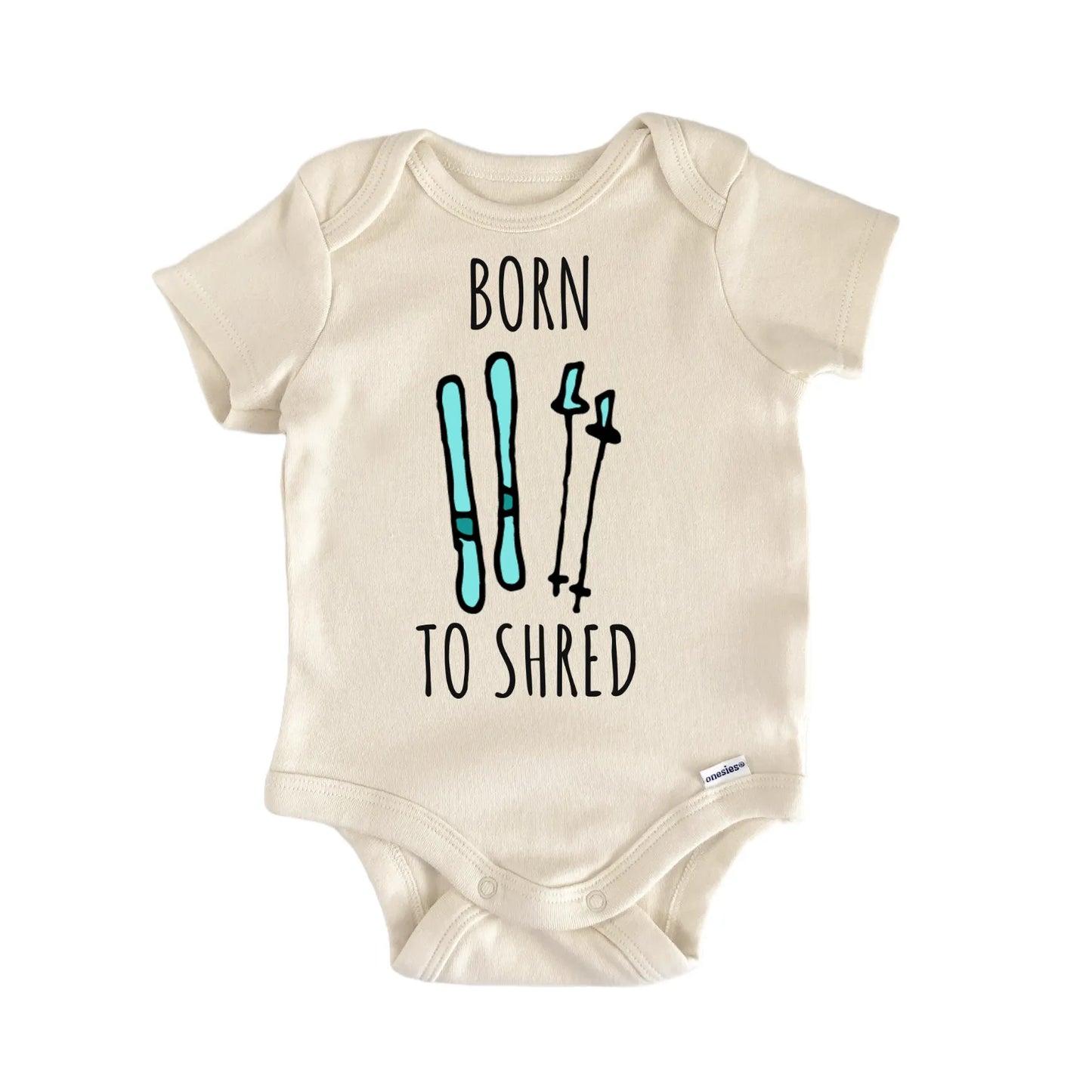 Born To Shred Skiing Ski Infant Gift Baby Bodysuit