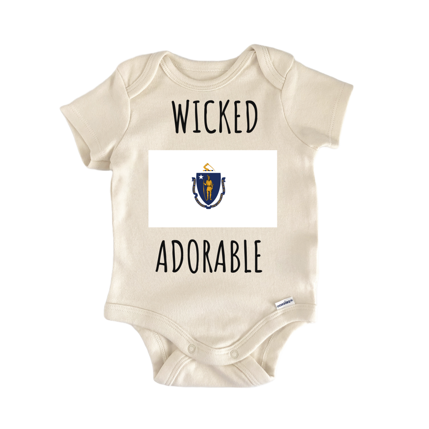 Massachusetts State Flag Wicked Baby Gift Baby Bodysuit