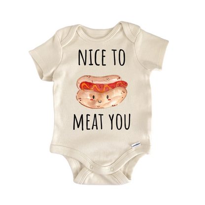 Meat You Hot Dog Bbq Hotdog Bun Baby Gift Baby Bodysuit