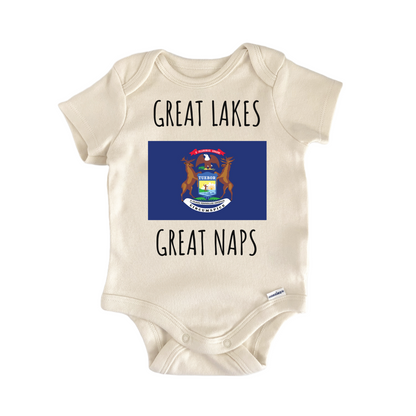 Michigan Great Lakes State Flag Baby Gift Baby Bodysuit