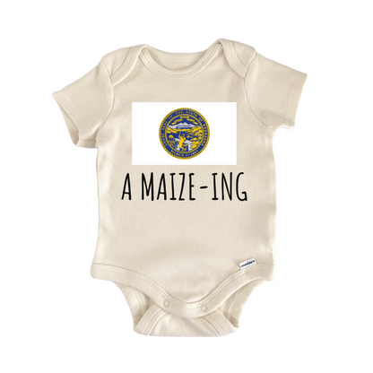 Nebraska Corn Maize State Flag Baby Gift Baby Bodysuit