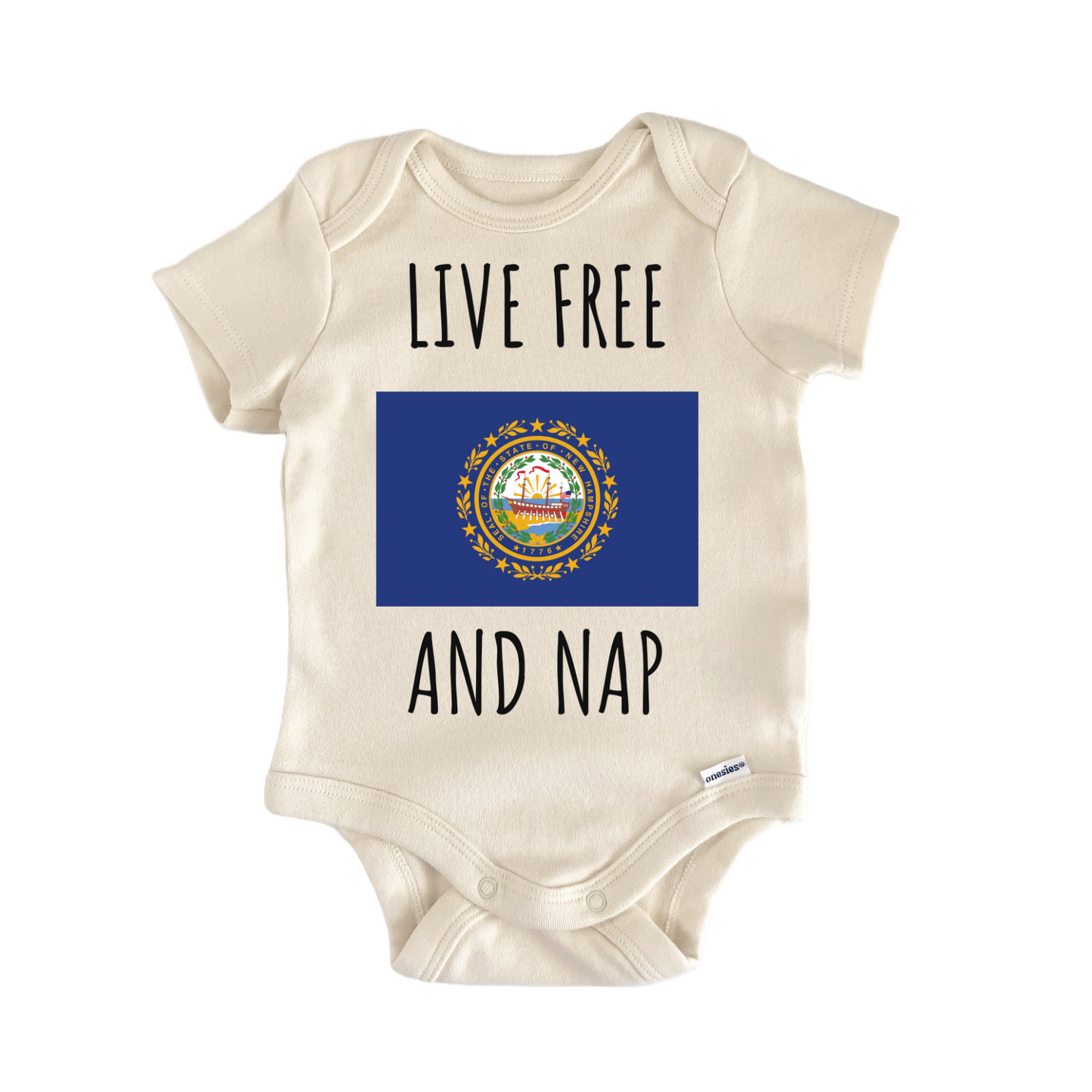 New Hampshire Live Free State Flag Baby Gift Baby Bodysuit