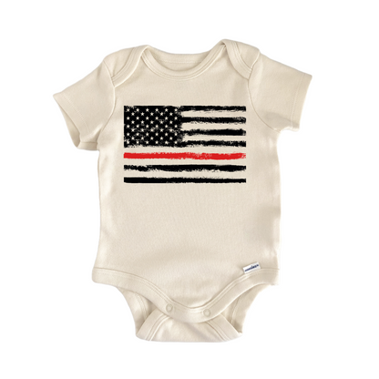 Thin Red Line Firefighter Flag Baby Gift Baby Bodysuit