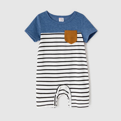 Family Matching Blue Cap-sleeve Belted Midi Dresses and Tee: Blue