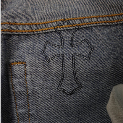 Chrome Hearts Leather Cross Patch Jeans