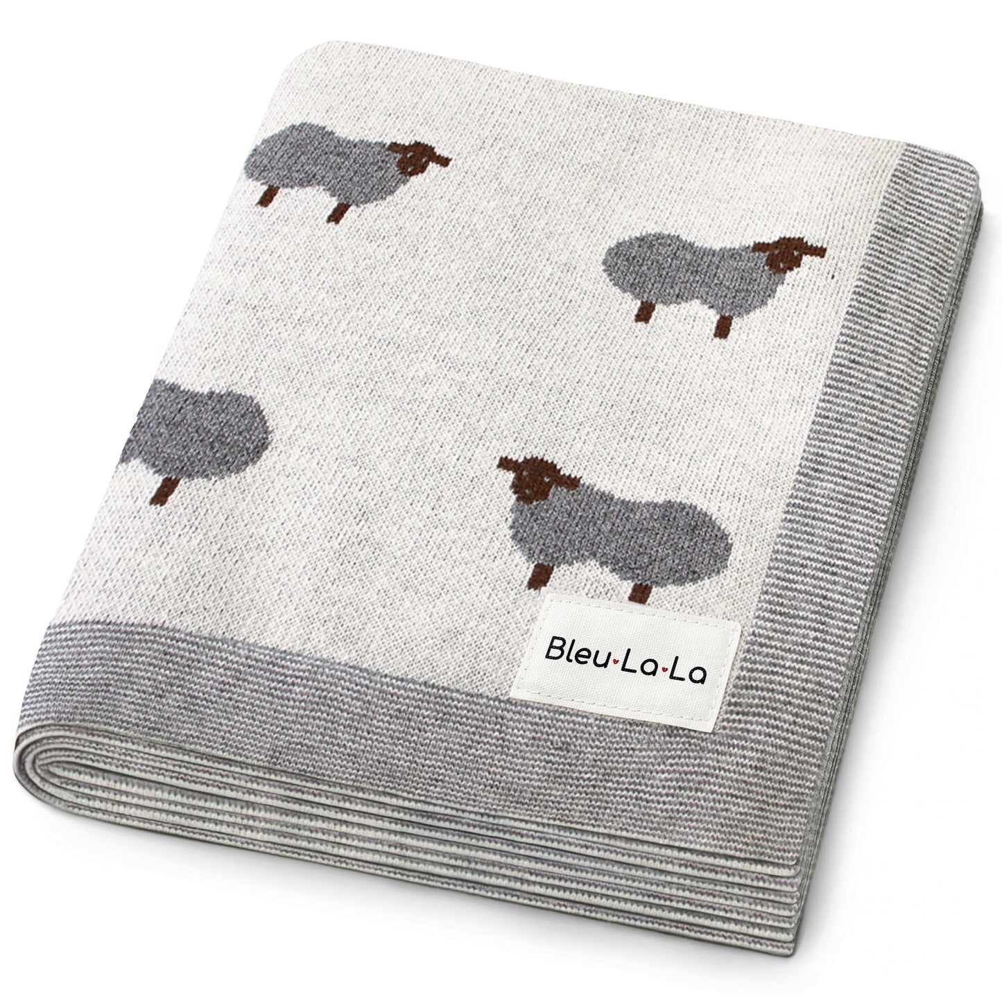 Sheep Knit Receiving Baby Blanket