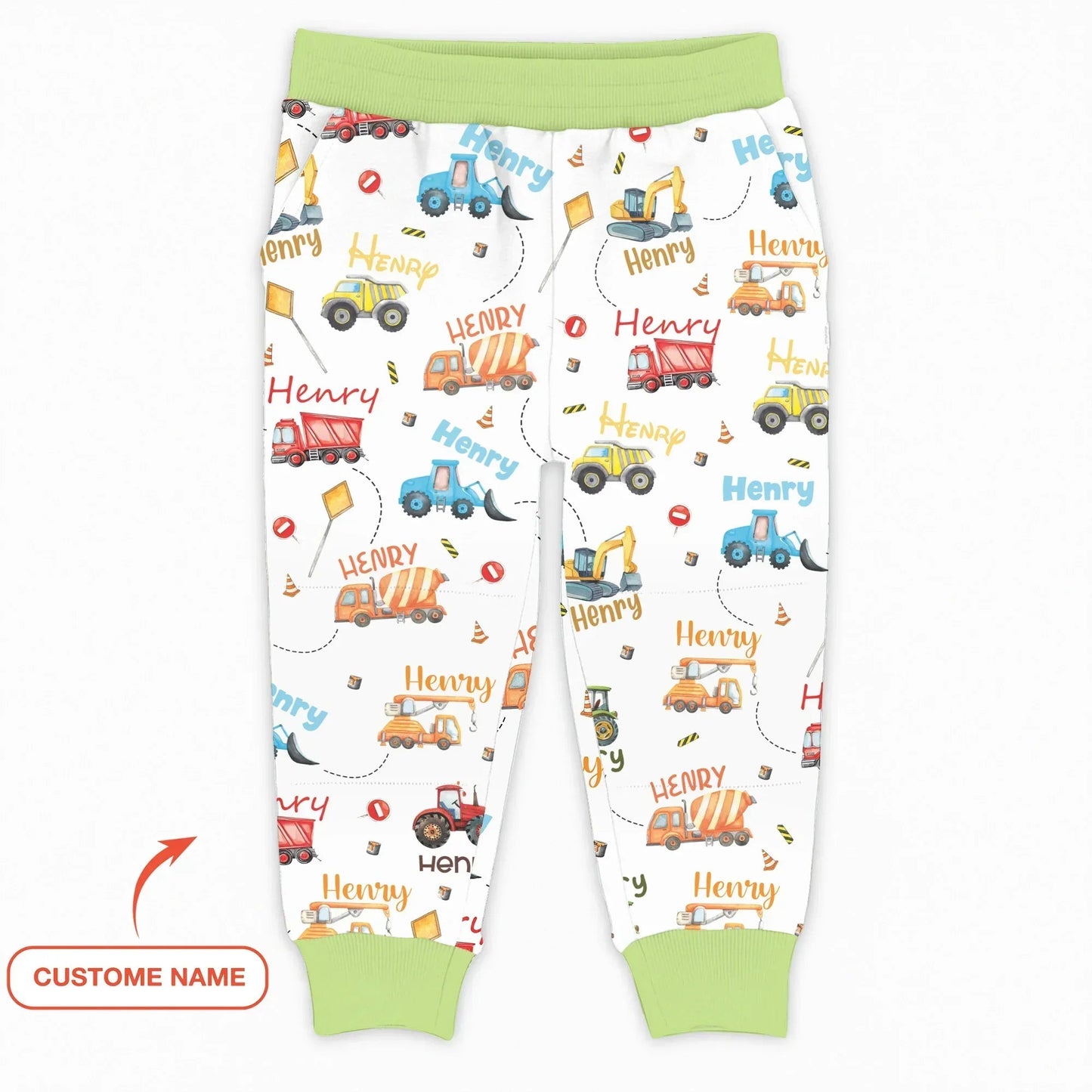 Construction Vehicles Custom Name Bamboo Jogger