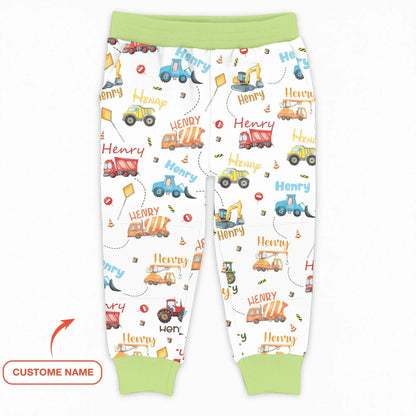 Construction Vehicles Custom Name Bamboo Jogger