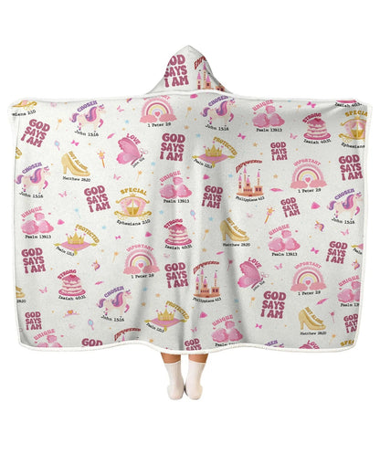 God Says I Am Girl Bamboo Wearable Hooded Blanket