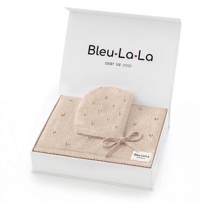 Organic Pointelle Swaddle Blanket + Hat Gift Set