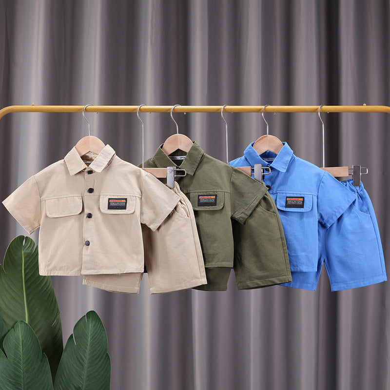 Boys' Short-sleeved Shorts Overall Suit