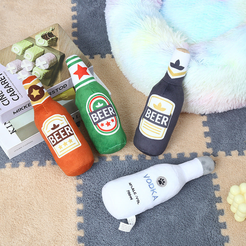 Plush Stuffed Vodka Squeaky Sounding Molar Toy