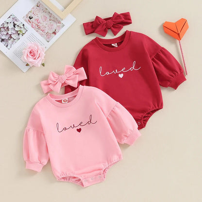 Children's Solid Color Romper Hair Band Set