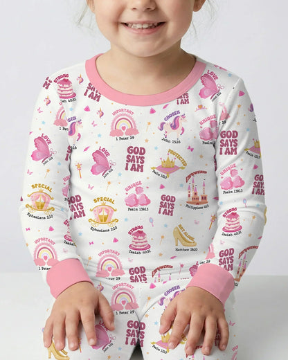 God Says I Am Girl Bamboo Two Piece Long Sleeve Pajama Set