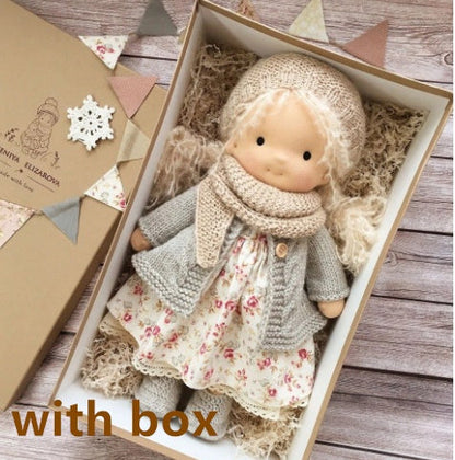 Handmade Plush Doll Golden Curly Girl Finished Product