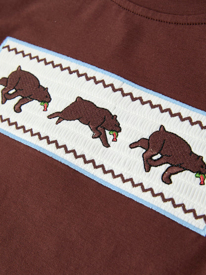 Bear Smocked Boy Pant Set