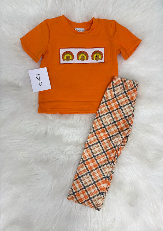 2T Orange Plaid Boy’s Fall Set (#8) (FINAL SALE)