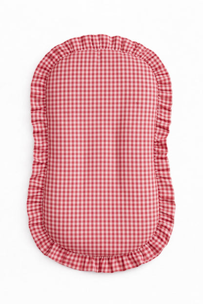 Red Gingham Ruffle Baby Lounger Cover