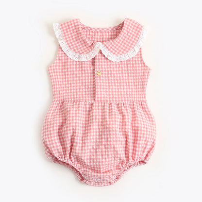 Simple And Creative Plaid Baby Onesie