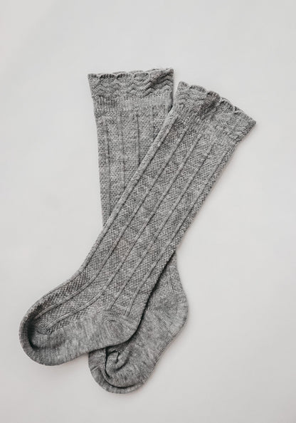 Ruffle Cotton Knee High Socks