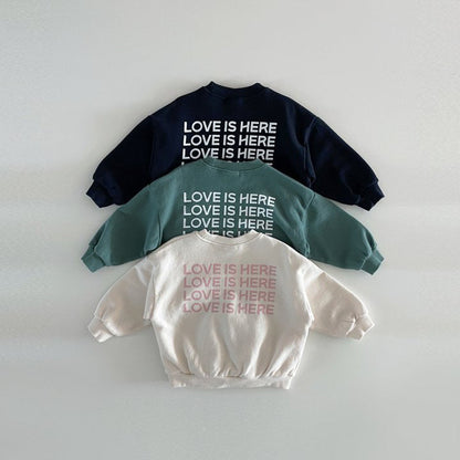 Back Letter Printed Crew Neck Sweatshirt
