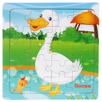 Children's poultry animal wooden puzzle