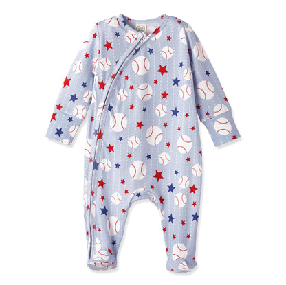 Grand Slam Baseball Bamboo Zipper Romper for Baby