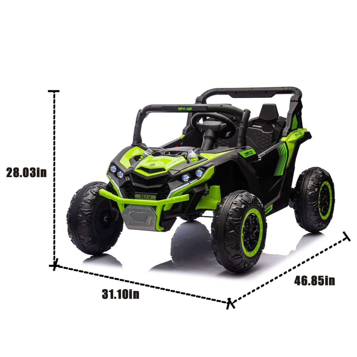 ToyRides Elite 24V Two-Seater Kids Ride On UTV W/Parents Remote Control, for Age 3+, Green
