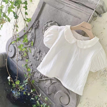 Baby Girl Cute Lapel Short-sleeved Blouse T-shirt