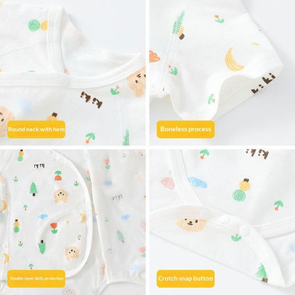 Simple Cartoon Print Summer Baby Rompers Girls Clothing