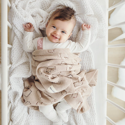 100% Cotton Luxury Knit Heart Swaddle Baby Blanket