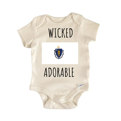 Massachusetts State Flag Wicked Baby Gift Baby Bodysuit