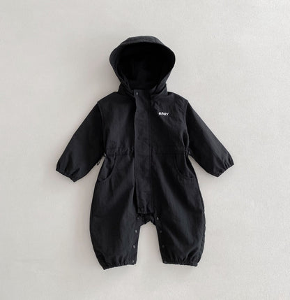 New Boys And Girls Hooded Work Clothes Jumpsuit Western Style Romper