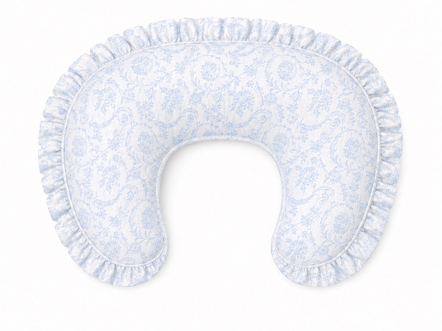Blue Chinoiserie Ruffle Nursing Pillow Cover
