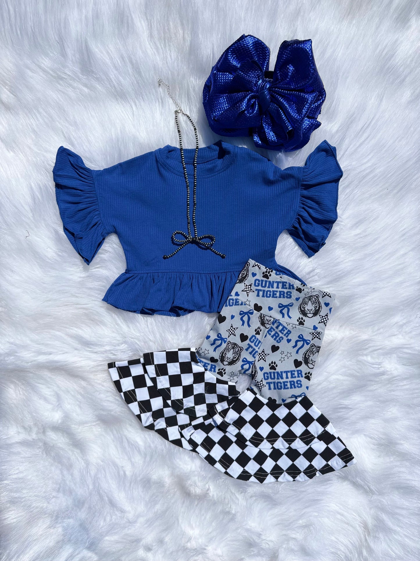 Cobalt Blue Ruffled Top (FINAL SALE)