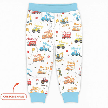 Construction Vehicles Custom Name Bamboo Jogger