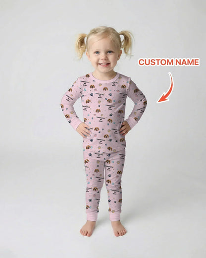 Custom Dogs Photo "Protected By" Bamboo Two Piece Long Sleeve Pajama Set