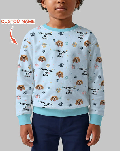 Custom Dog Photo Pattern "Protected By" Bamboo Crewneck Sweatshirt