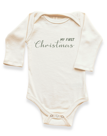 My First Christmas Organic Baby Bodysuit Long Sleeve