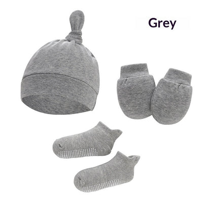 Newborn Hat Mittens And Socks Set With Rubber-soled Shoes